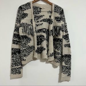Made wool shaggy bohemian cardigan size Small Grandma Cardins cardigan